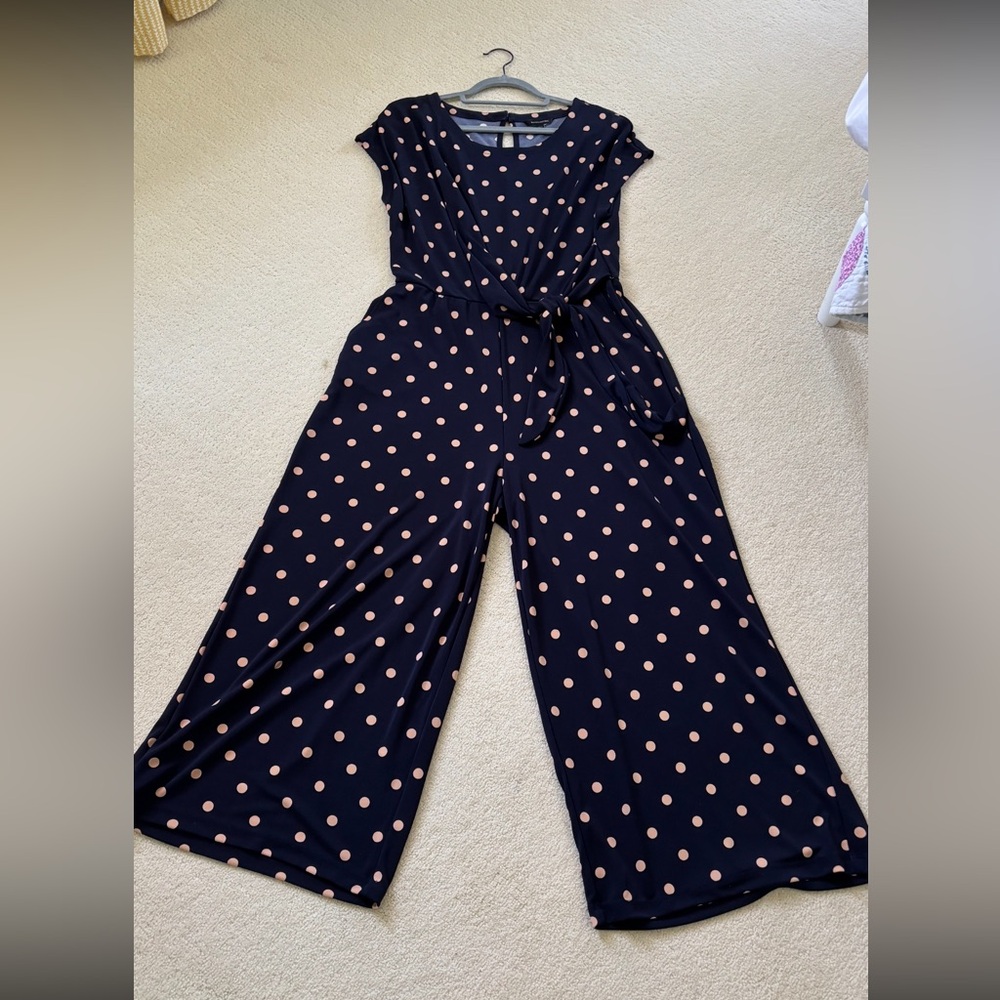 Banana Republic Navy polka-dot wide-leg jumpsuit